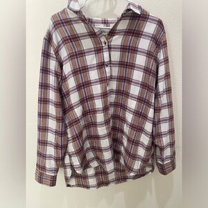 Jachs women’s Girlfriend plaid button lob-sleeved shirt size XL